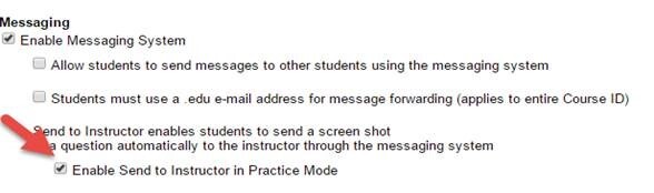 Enable Send to Instructor option in Hawkes Display Options menu