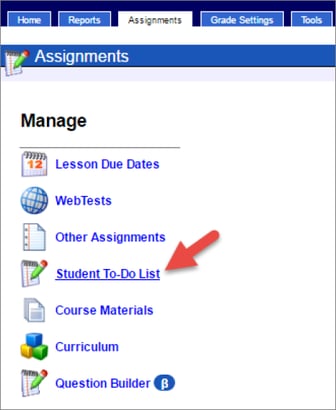 An arrow points to a link that says Student To-Do List.