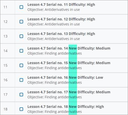 Example of new questions which can be accessed through either Curriculum or Web Tests under the Assignments tab of the Grade Book.
