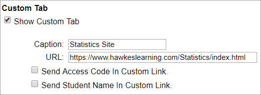 Screenshot of custom tab directions