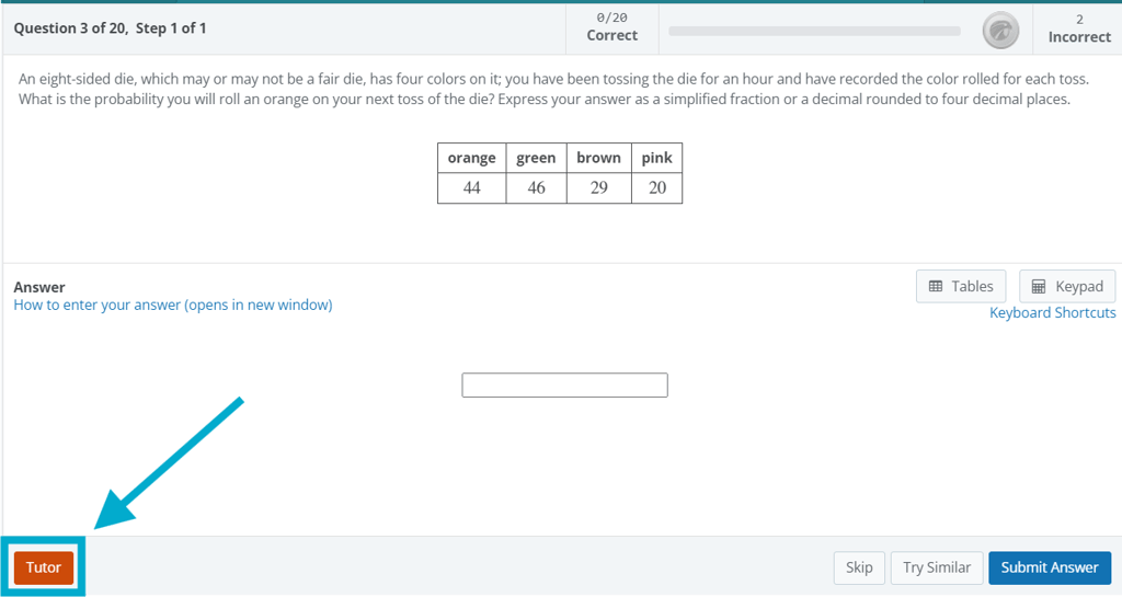 Hawkes Learning interface screenshot