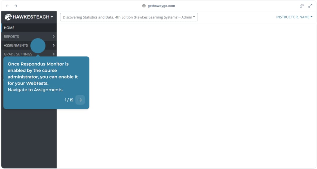 Respondus Monitor integration demo screenshot
