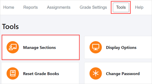 Under the Tools tab, select the Manage Sections option.
