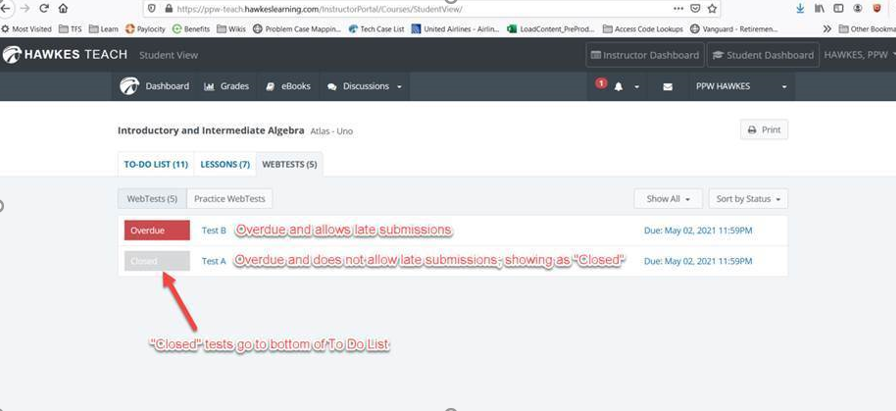 Updates to student To-Do List
