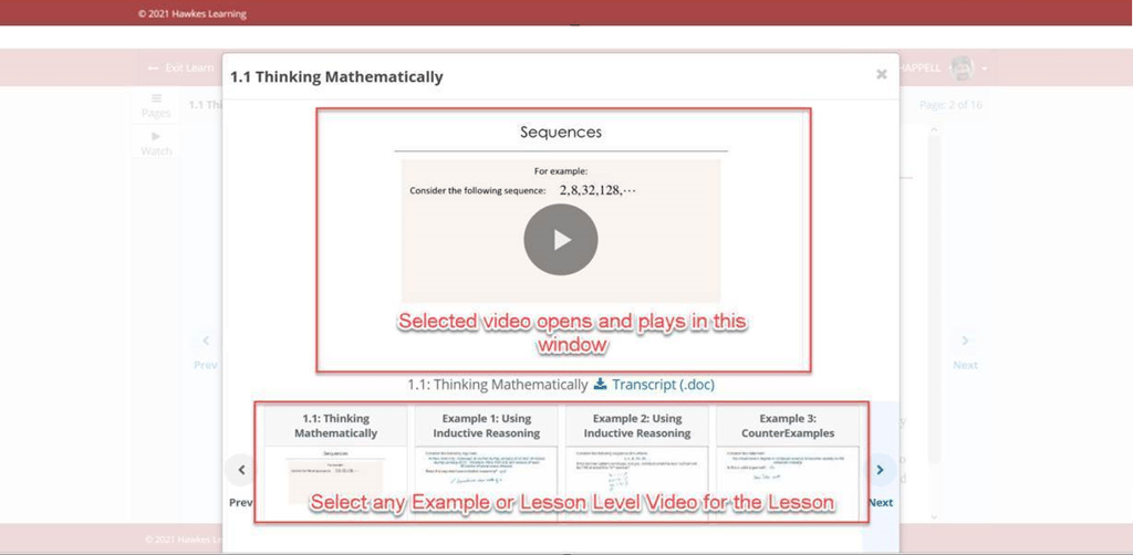 Video menu in Watch feature