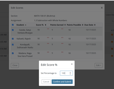 ASSR Modal Edit Lesson Score