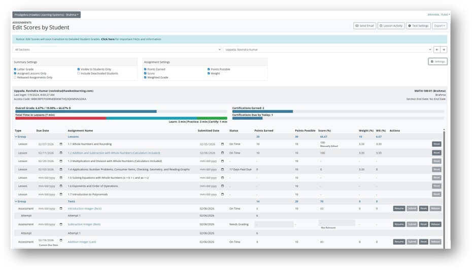 edit scores enhancements