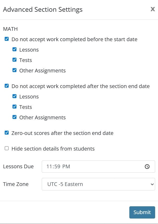 Advanced Section Settings 12.17.25
