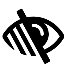 An eye with a line going through it.