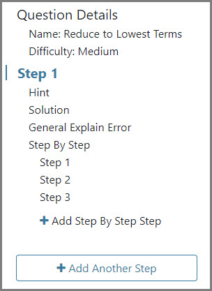 The Question Details sidebar shows the different steps per question, its name, difficulty level, and Tutor options.