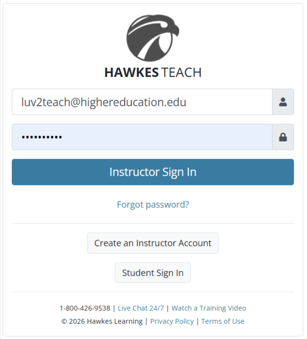 Hawkes Learning Teach account login